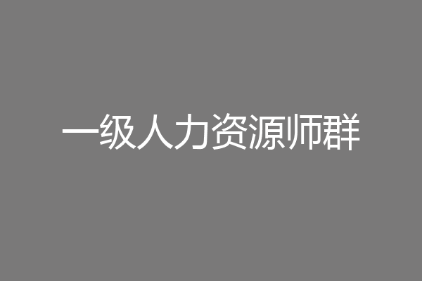 一级人力资源师群