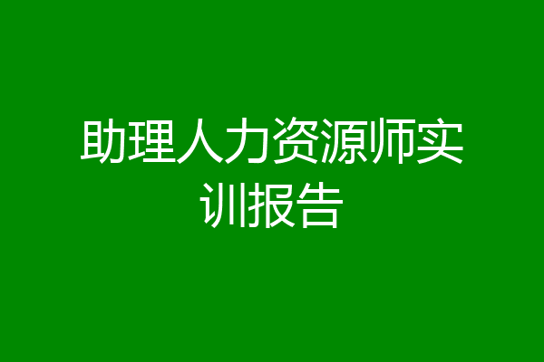助理人力资源师实训报告