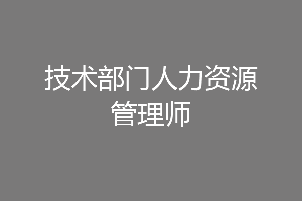 技术部门人力资源管理师
