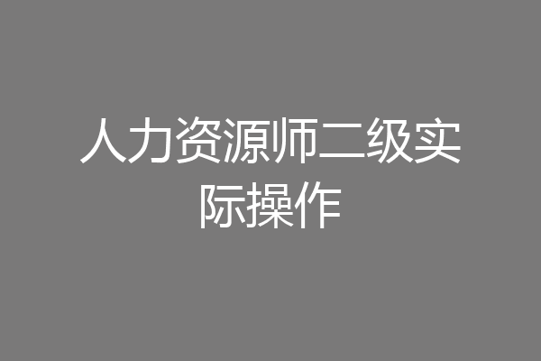 人力资源师二级实际操作