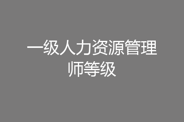 一级人力资源管理师等级