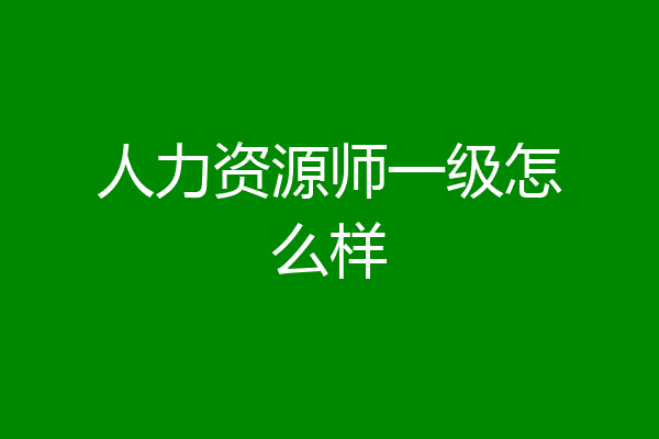 人力资源师一级怎么样