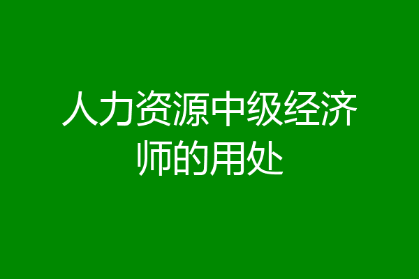 人力资源中级经济师的用处
