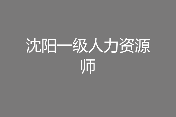 沈阳一级人力资源师