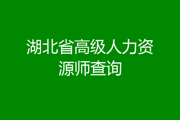 湖北省高级人力资源师查询