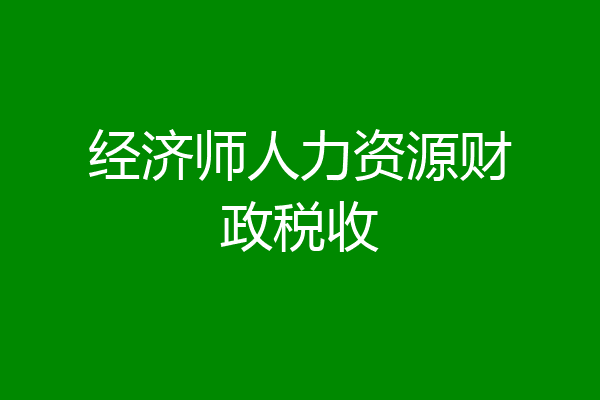 经济师人力资源财政税收