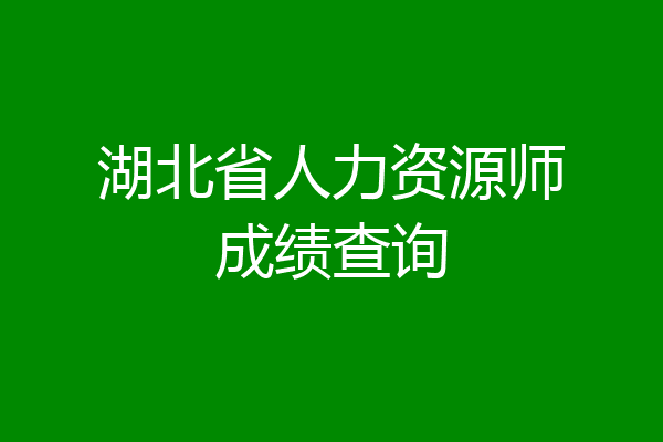 湖北省人力资源师成绩查询