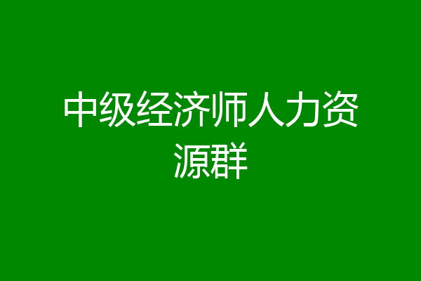 中级经济师人力资源群
