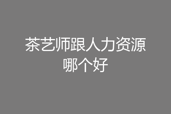 茶艺师跟人力资源哪个好