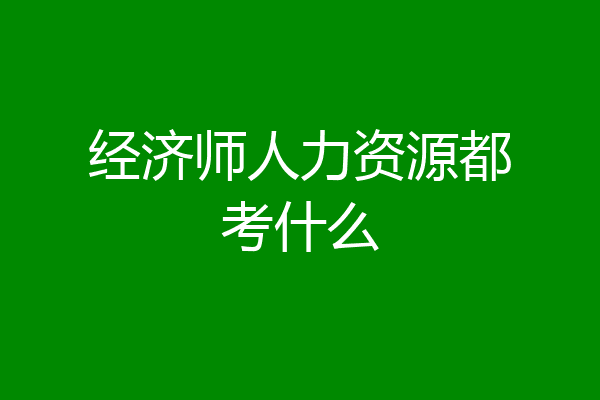 经济师人力资源都考什么