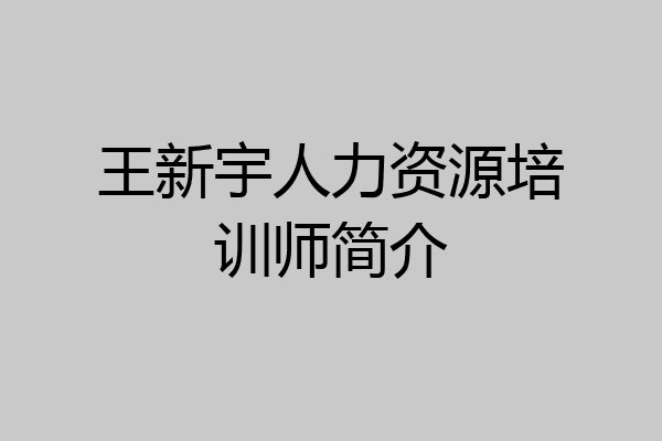 王新宇人力资源培训师简介