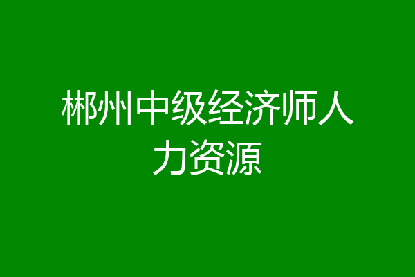 郴州中级经济师人力资源