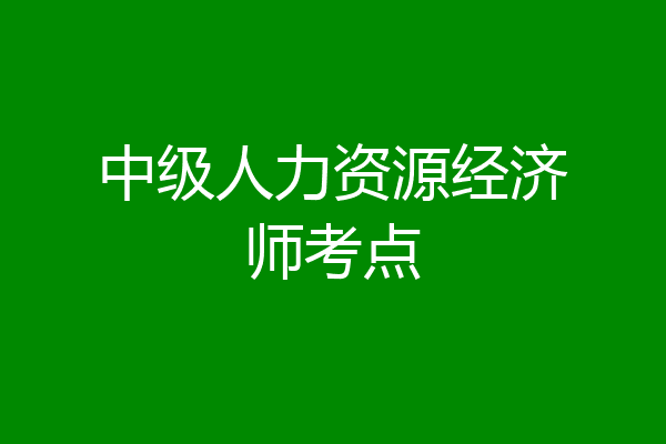 中级人力资源经济师考点