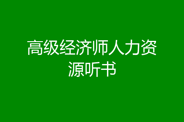 高级经济师人力资源听书