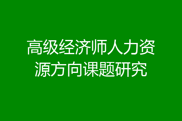 高级经济师人力资源方向课题研究