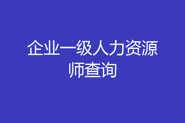 企业一级人力资源师查询