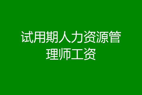 试用期人力资源管理师工资