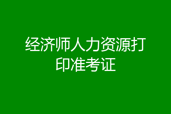 经济师人力资源打印准考证