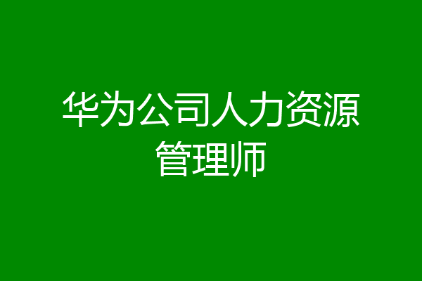 华为公司人力资源管理师