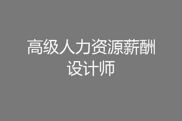 高级人力资源薪酬设计师
