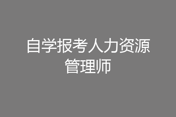自学报考人力资源管理师