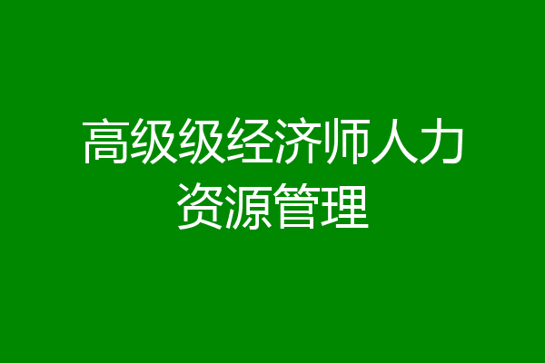 高级级经济师人力资源管理