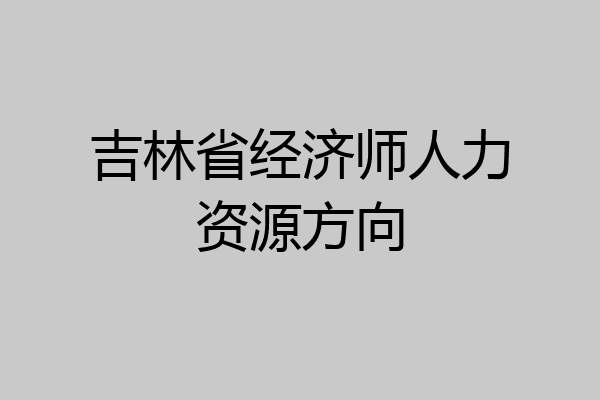 吉林省经济师人力资源方向