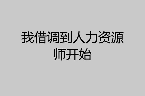 我借调到人力资源师开始
