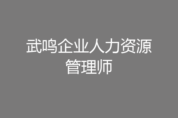 武鸣企业人力资源管理师