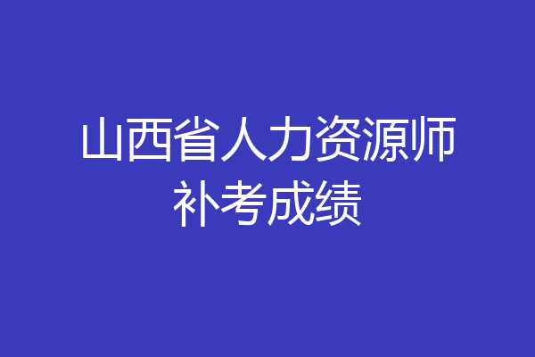 山西省人力资源师补考成绩