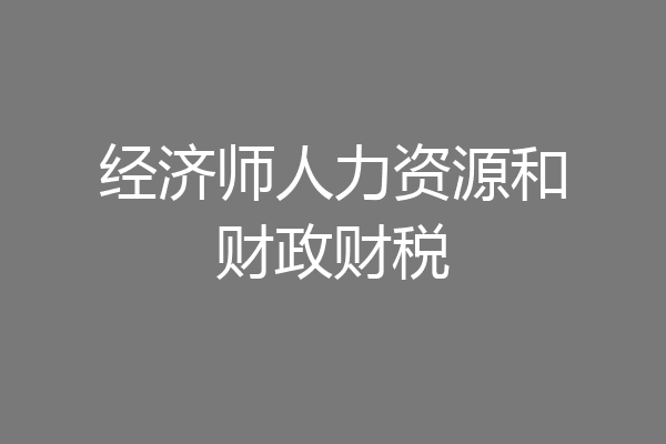 经济师人力资源和财政财税