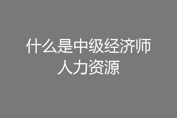 什么是中级经济师人力资源