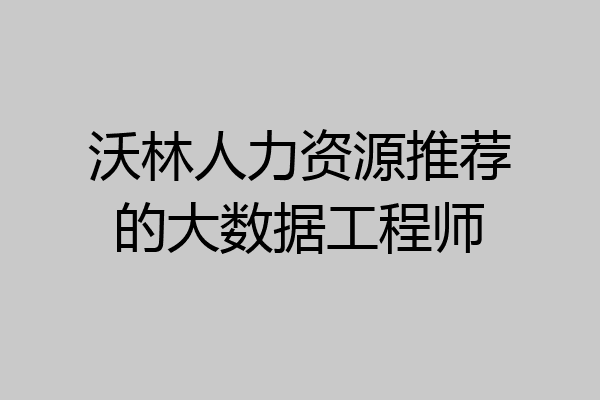 沃林人力资源推荐的大数据工程师