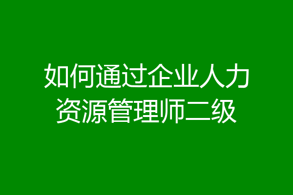 如何通过企业人力资源管理师二级