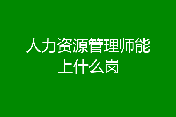 人力资源管理师能上什么岗