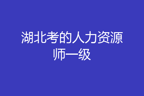 湖北考的人力资源师一级