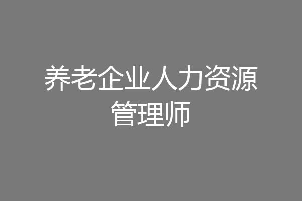 养老企业人力资源管理师