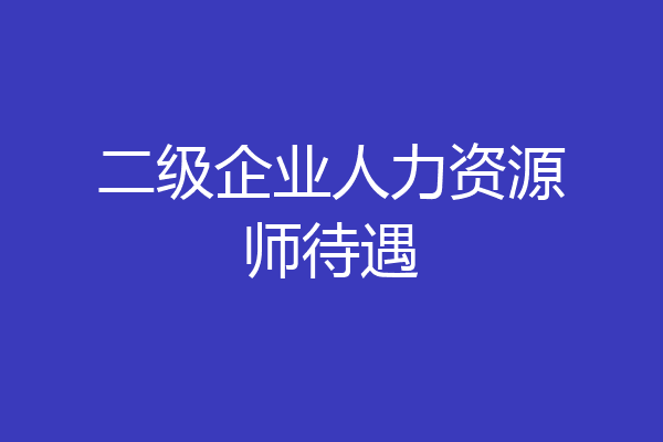 二级企业人力资源师待遇