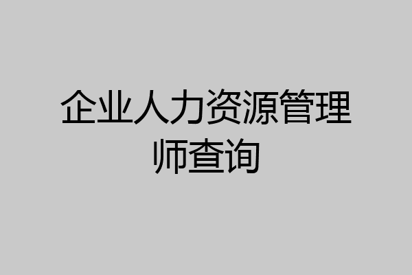 企业人力资源管理师查询