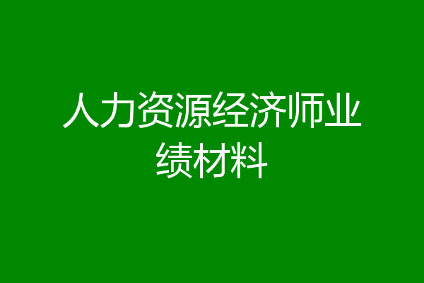 人力资源经济师业绩材料