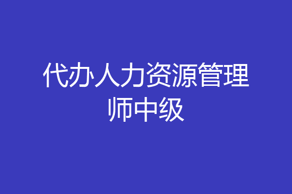 代办人力资源管理师中级