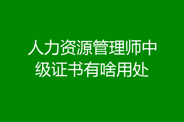 人力资源管理师中级证书有啥用处