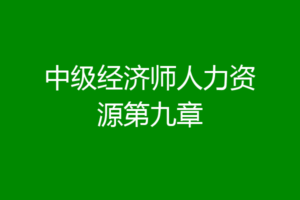 中级经济师人力资源第九章