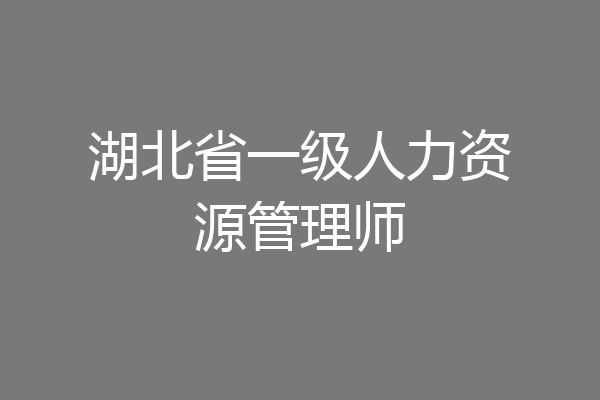 湖北省一级人力资源管理师