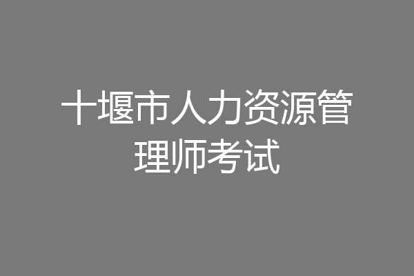 十堰市人力资源管理师考试