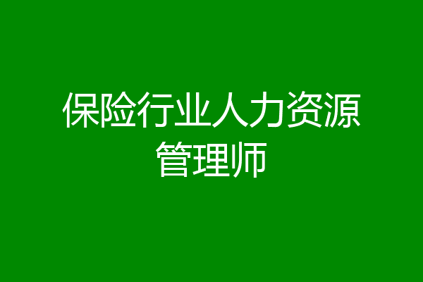 保险行业人力资源管理师