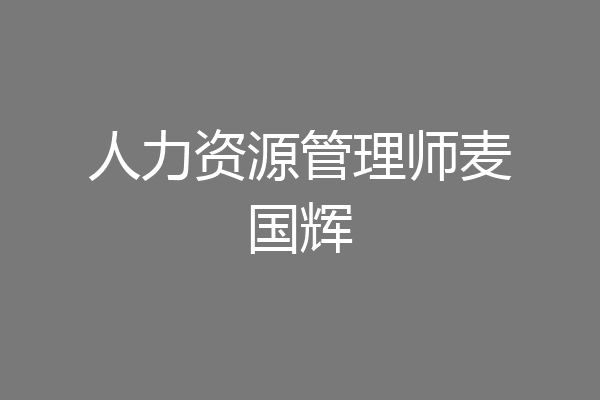 人力资源管理师麦国辉
