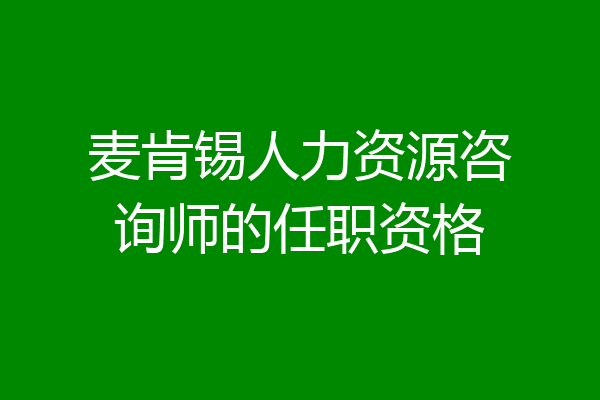 麦肯锡人力资源咨询师的任职资格