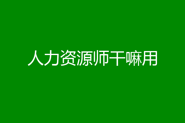 人力资源师干嘛用