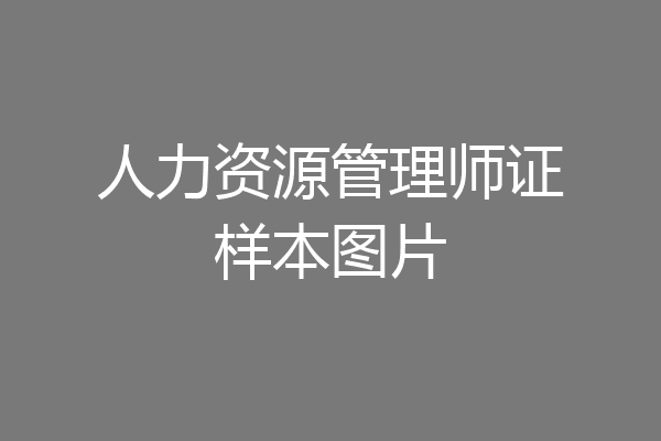 人力资源管理师证样本图片
